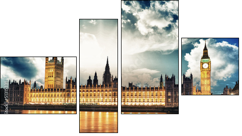 Big Ben and House of Parliament at River Thames International La  - Obraz czteroczęściowy, Fortyk
