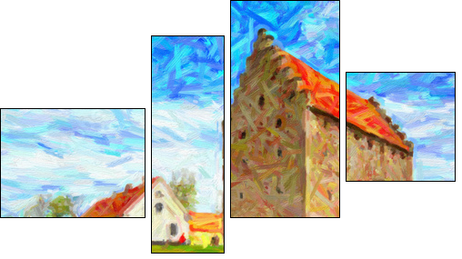 Glimmingehus Castle Painting  - Obraz czteroczęściowy, Fortyk