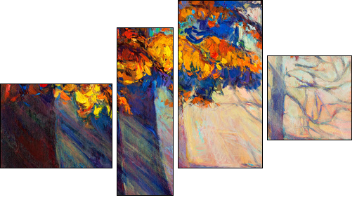 Autumn forest  - Obraz czteroczęściowy, Fortyk