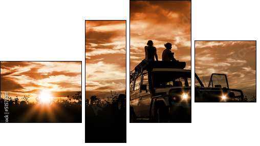 adventure sunset  - Obraz czteroczęściowy, Fortyk