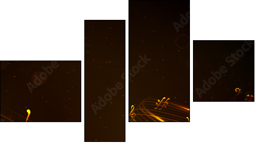 Colorful Musical Note Background  - Obraz czteroczęściowy, Fortyk