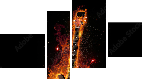E Gitarre unter Feuer  - Obraz czteroczęściowy, Fortyk