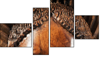 Carved face in the wood  - Obraz czteroczęściowy, Fortyk