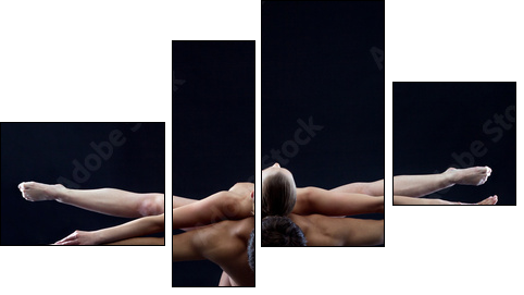 Image of two naked acrobats showing trick  - Obraz czteroczęściowy, Fortyk