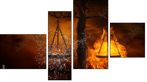 Balance between fire and water  - Obraz czteroczęściowy, Fortyk