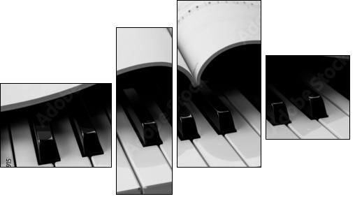 Piano keys and musical book  - Obraz czteroczęściowy, Fortyk