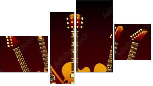 guitars in flames  - Obraz czteroczęściowy, Fortyk