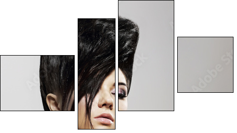Updo Hair. Woman with Trendy Hairstyle with Diamond Earrings  - Obraz czteroczęściowy, Fortyk