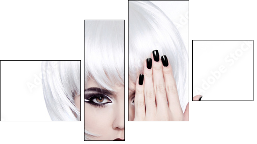 Vogue Style Woman. Fashion Beauty Woman Portrait with White Shor  - Obraz czteroczęściowy, Fortyk