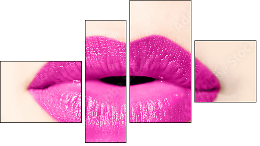 Bouche de femme rose, reflet  - Obraz czteroczęściowy, Fortyk