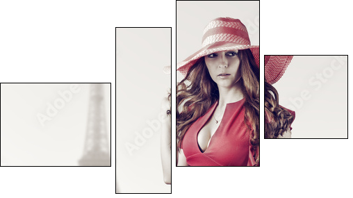 Young beautiful woman in Paris, France  - Obraz czteroczęściowy, Fortyk