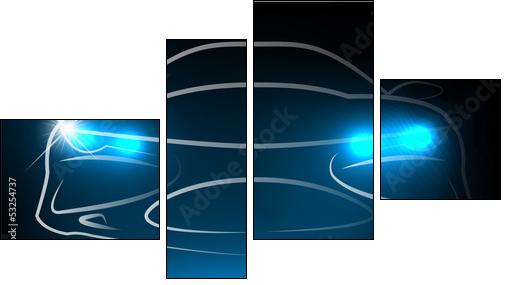 Silhouette of car. Vector illustration  - Obraz czteroczęściowy, Fortyk