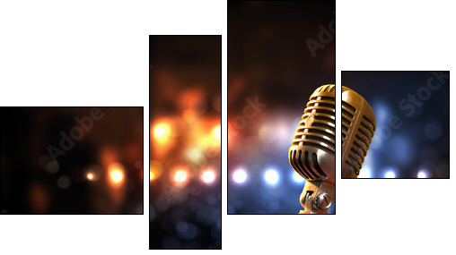 audio microphone retro style  - Obraz czteroczęściowy, Fortyk