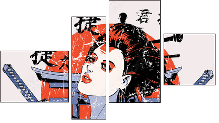 Geisha  - Obraz czteroczęściowy, Fortyk