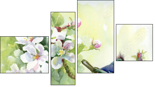 Painting collection Birds of spring  - Obraz czteroczęściowy, Fortyk