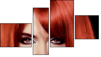 Red Hair. Beautiful Sexy Girl. Healthy Long Hair. Beauty Model W  - Obraz czteroczęściowy, Fortyk