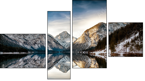 Reflection at Plansee (Plan Lake), Alps, Austria  - Obraz czteroczęściowy, Fortyk