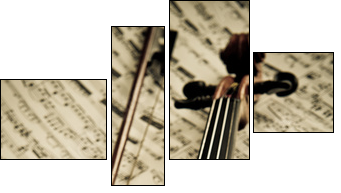 Geige mit Bogen und Notenblatt  - Obraz czteroczęściowy, Fortyk