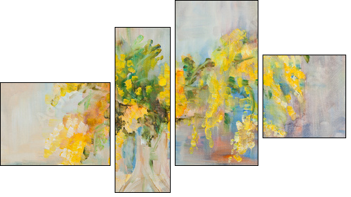 Mimosa bouquet  - Obraz czteroczęściowy, Fortyk