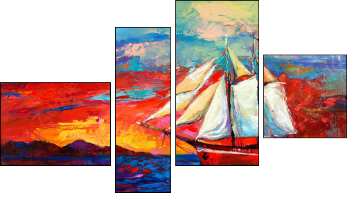 Sail ship  - Obraz czteroczęściowy, Fortyk
