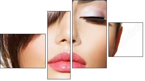Hairstyle. Beauty Model Girl Portrait with Perfect Makeup  - Obraz czteroczęściowy, Fortyk