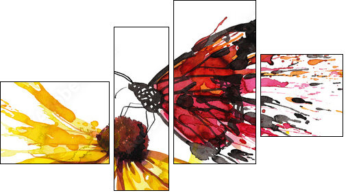 Butterfly on the flower  - Obraz czteroczęściowy, Fortyk