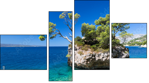 Croatian beach at a sunny day, Brela, Croatia  - Obraz czteroczęściowy, Fortyk