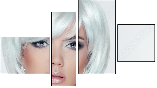 Makeup. Fashion Style Beauty Woman Portrait with White Short Hai  - Obraz czteroczęściowy, Fortyk