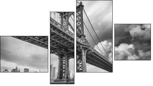 The Manhattan Bridge, New York City. Awesome wideangle upward vi - Obraz czteroczęściowy, Fortyk