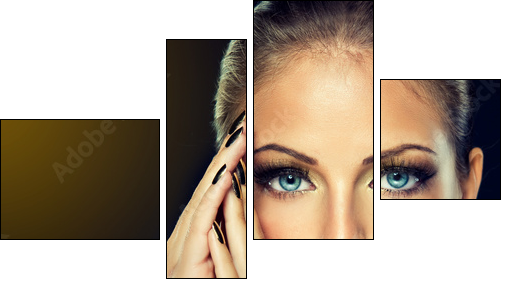 The girl with the Golden makeup and metal nails.  - Obraz czteroczęściowy, Fortyk