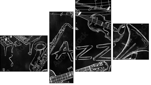 Jazz instruments music background  - Obraz czteroczęściowy, Fortyk