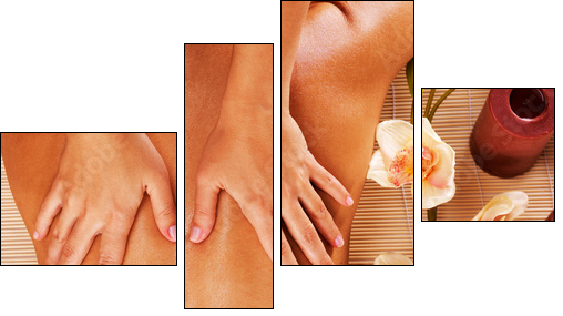 Masseur doing massage on woman back in spa salon  - Obraz czteroczęściowy, Fortyk