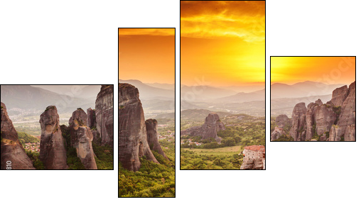 Meteora Roussanou Monastery at sunset, Greece  - Obraz czteroczęściowy, Fortyk