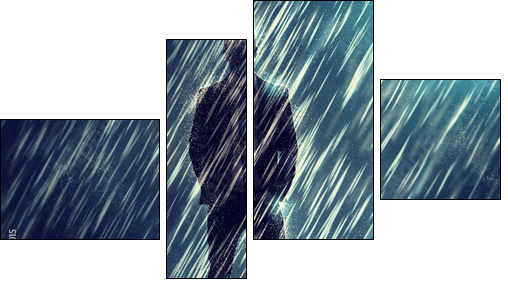 Mysterious Man in the Rain  - Obraz czteroczęściowy, Fortyk