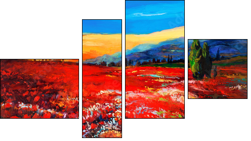 Poppy fields  - Obraz czteroczęściowy, Fortyk
