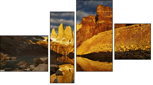Torres del paine at sunrise  - Obraz czteroczęściowy, Fortyk