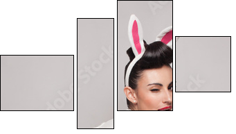 playful bunny girl winking and tongue out. pinup style  - Obraz czteroczęściowy, Fortyk