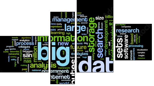 Big data concept in word cloud  - Obraz czteroczęściowy, Fortyk