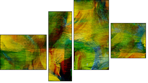 seamless cubism green, yellow abstract art Picasso texture water - Obraz czteroczęściowy, Fortyk