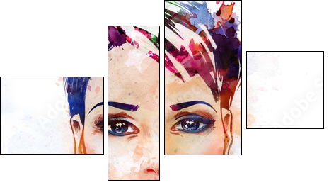 Fashion illustration of the beautiful girl  - Obraz czteroczęściowy, Fortyk