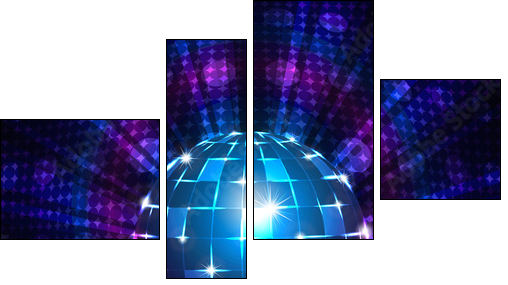 Fluorescent disco ball  - Obraz czteroczęściowy, Fortyk