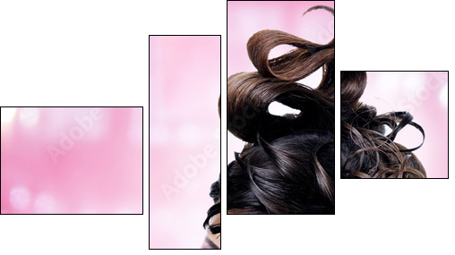 Face of beautiful woman with fashion hairstyle and glamour makeu  - Obraz czteroczęściowy, Fortyk