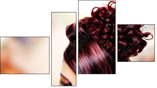 Face of beautiful woman with fashion hairstyle and glamour makeu  - Obraz czteroczęściowy, Fortyk