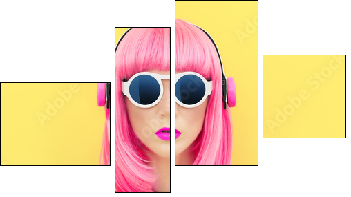 fashion music girl  - Obraz czteroczęściowy, Fortyk