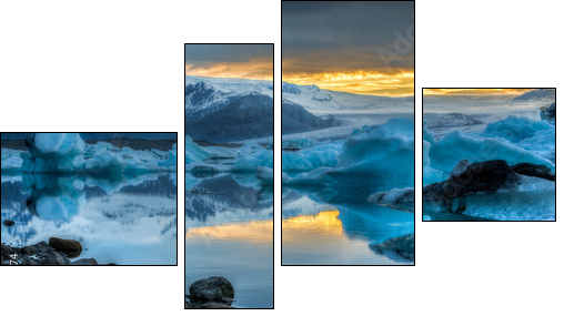 Jokulsarlon Lake & Icebergs during sunset, Iceland  - Obraz czteroczęściowy, Fortyk