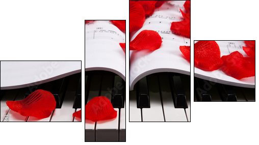 Piano keys and musical book  - Obraz czteroczęściowy, Fortyk
