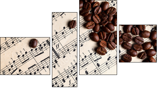 Music and coffe beans  - Obraz czteroczęściowy, Fortyk