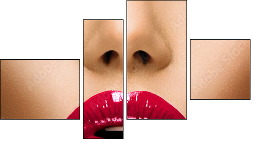 Sexy Lips. Beautiful Make-up Closeup. Kiss  - Obraz czteroczęściowy, Fortyk