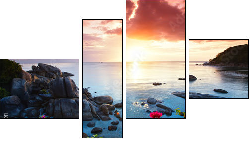 Tranquil beach resort, beautiful morning glory on the Koh Samui,  - Obraz czteroczęściowy, Fortyk