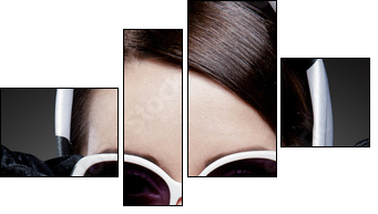 gorgeous caucasian brunette with sunglasses  - Obraz czteroczęściowy, Fortyk